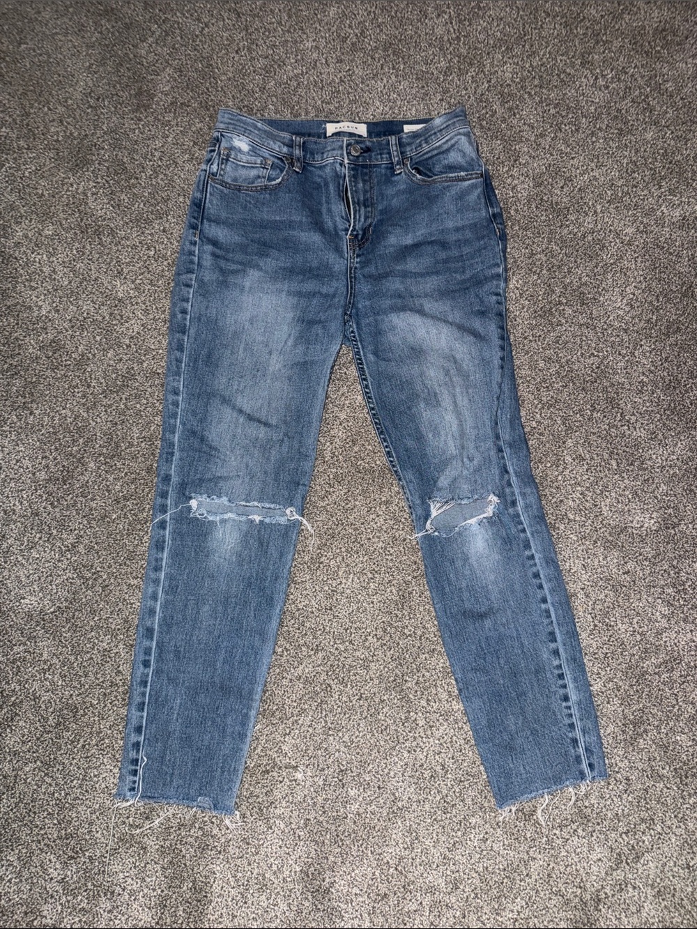 PacSun Medium Blue Straight Leg Distressed Jeans